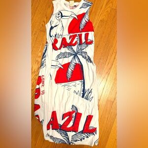 FARM Rio White and Red Midi Dress